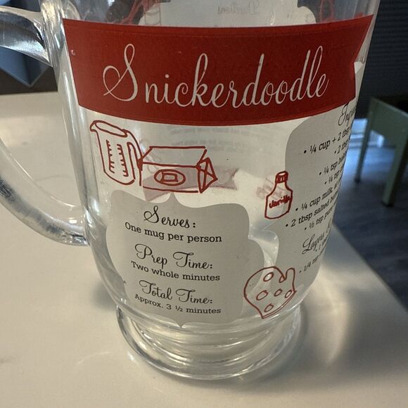 Snickerdoodle Recipe Glass Mug Cake Recipe Clear Glass Pedestal Mug 16 Oz - Picture 1 of 4
